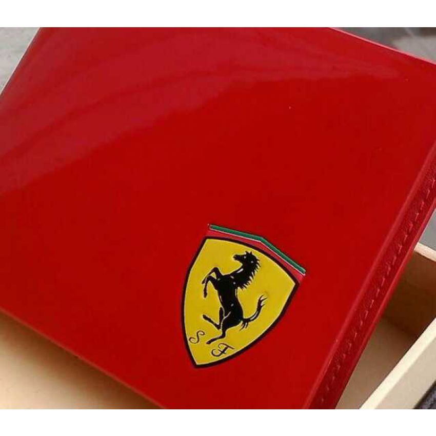 Ferrari Red Glossy 3D imported Leather Wallet in Pakistan | Hitshop